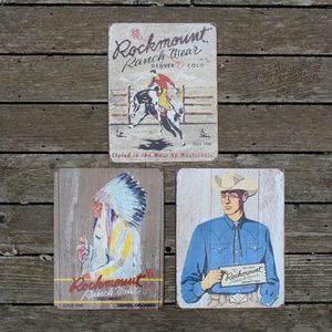 Rockmount Ranch Wear Collectible Tin Sign Set Western Wall Art Decor